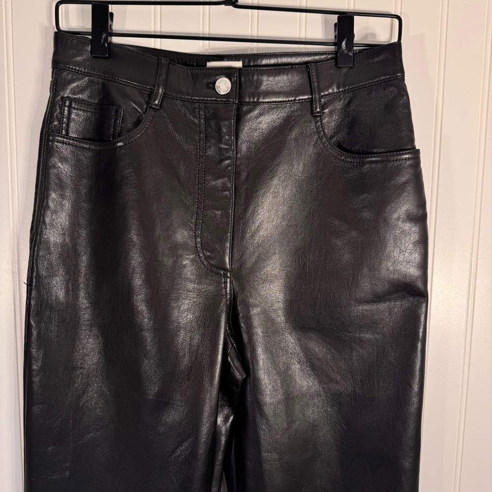Aritzia Wilfred Melina High Rise Pant Black Leather-like Women’s Size 8 - Picture 3 of 16